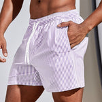 Men’s Striped Drawstring Swimming Trunks