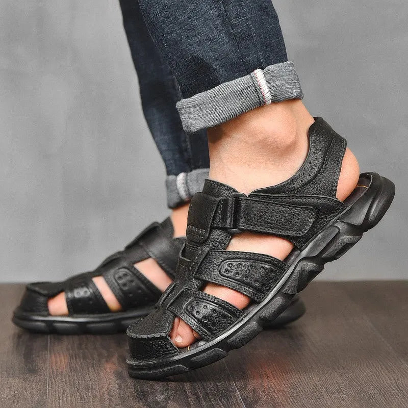 Men's Textured Straps Closed-Toe Fisherman Sandals