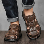 Men's Textured Straps Closed-Toe Fisherman Sandals