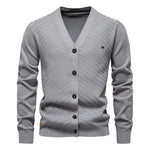 Men’s Textured V-Neck Button Knit Cardigan