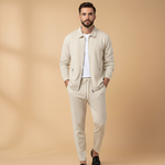 Men’s Textured Zip Up 2 Piece Tracksuit Set