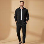 Men’s Textured Zip Up 2 Piece Tracksuit Set