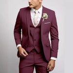 Men's Three Piece Single Breasted Notch Lapel Vest Front Pocket Suit