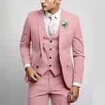 Men's Three Piece Single Breasted Notch Lapel Vest Front Pocket Suit