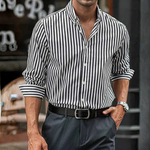Men’s Vertical Stripe Button Down Dress Shirt