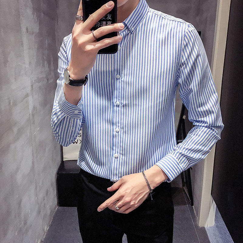 Men’s Vertical Stripe Button Down Dress Shirt