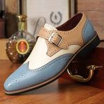 Men's Wingtip Monk Strap Brogue Buckle Perforated Dress Shoes