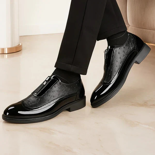 Men's Wingtip Zippered Brogue Dress Shoes