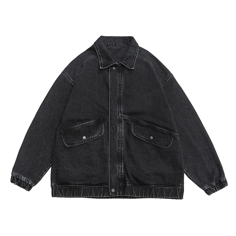 Men’s Zip Front Elastic Cuff Denim Jacket