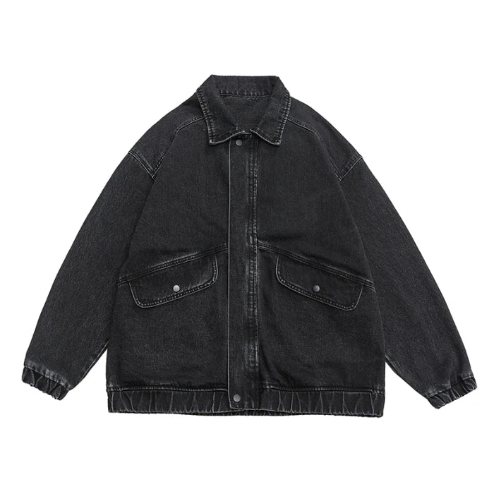 Men’s Zip Front Elastic Cuff Denim Jacket
