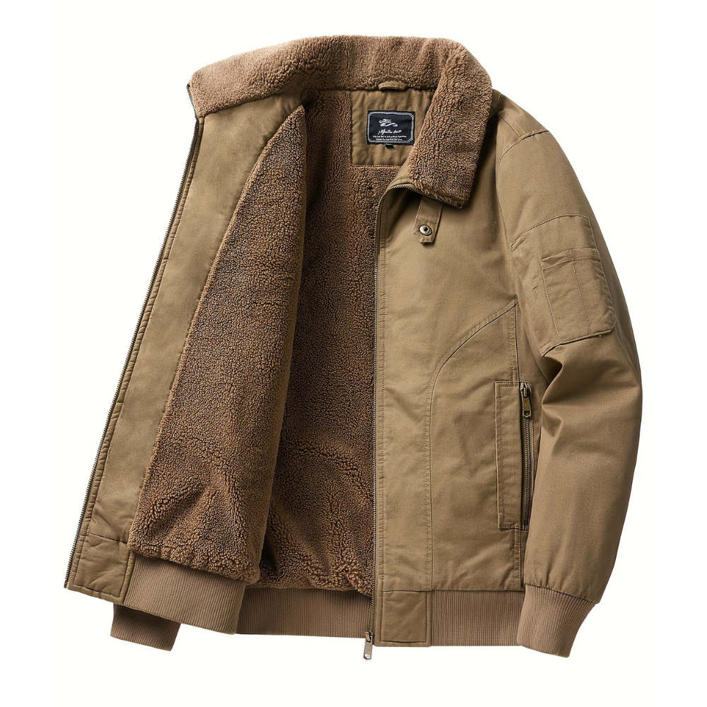 Men’s Zip Front Sherpa Collar Bomber Jacket