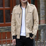 Men’s Zip Front Stand Collar Utility Bomber Jacket