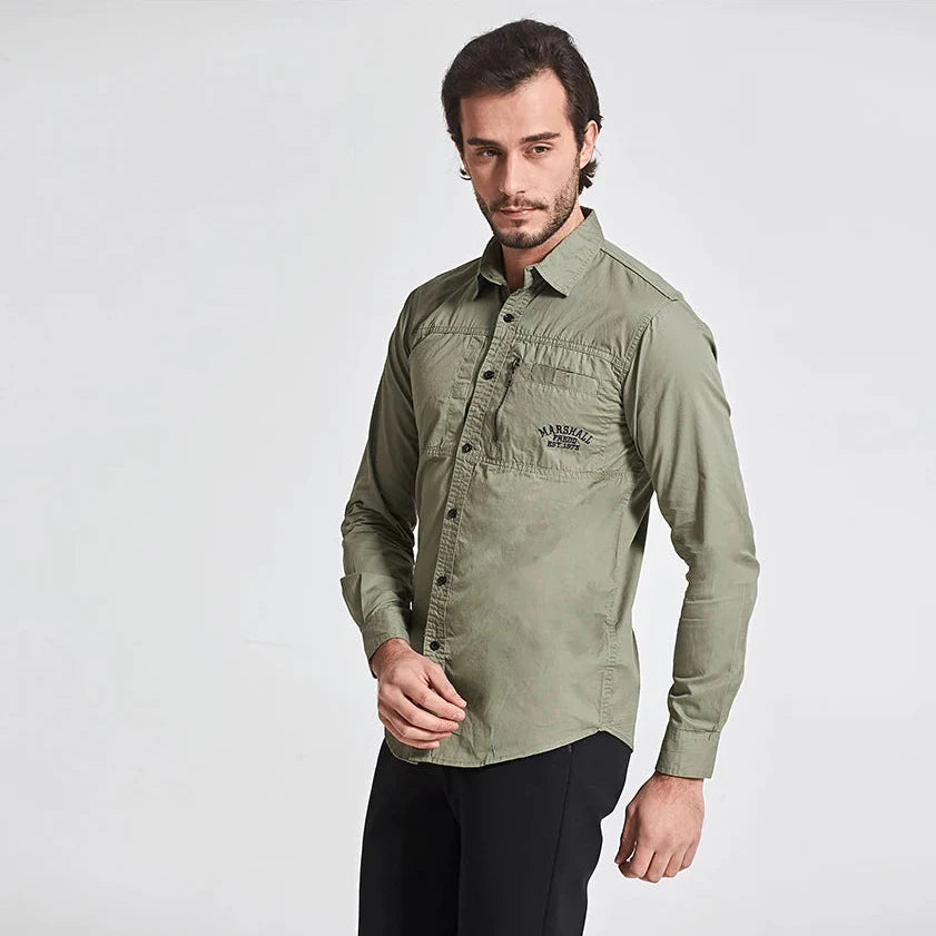 Men’s Zip Pocket Button Down Shirt
