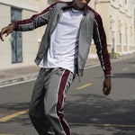 Men’s Zip Up Color Block 2 Piece Tracksuit Set