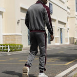 Men’s Zip Up Color Block 2 Piece Tracksuit Set