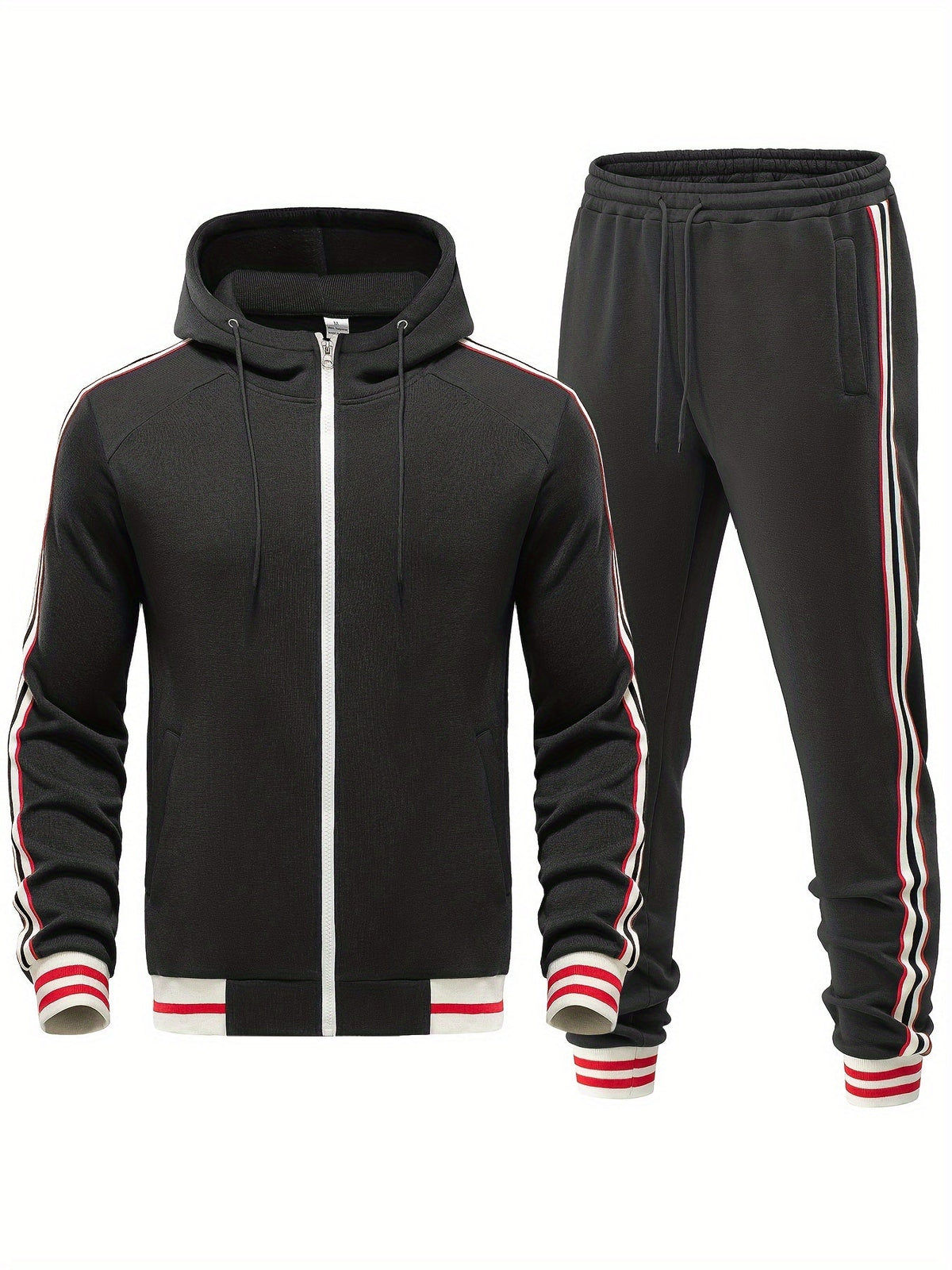 Men’s Zip Up Hoodie and Jogger Pants 2 Piece Tracksuit Set