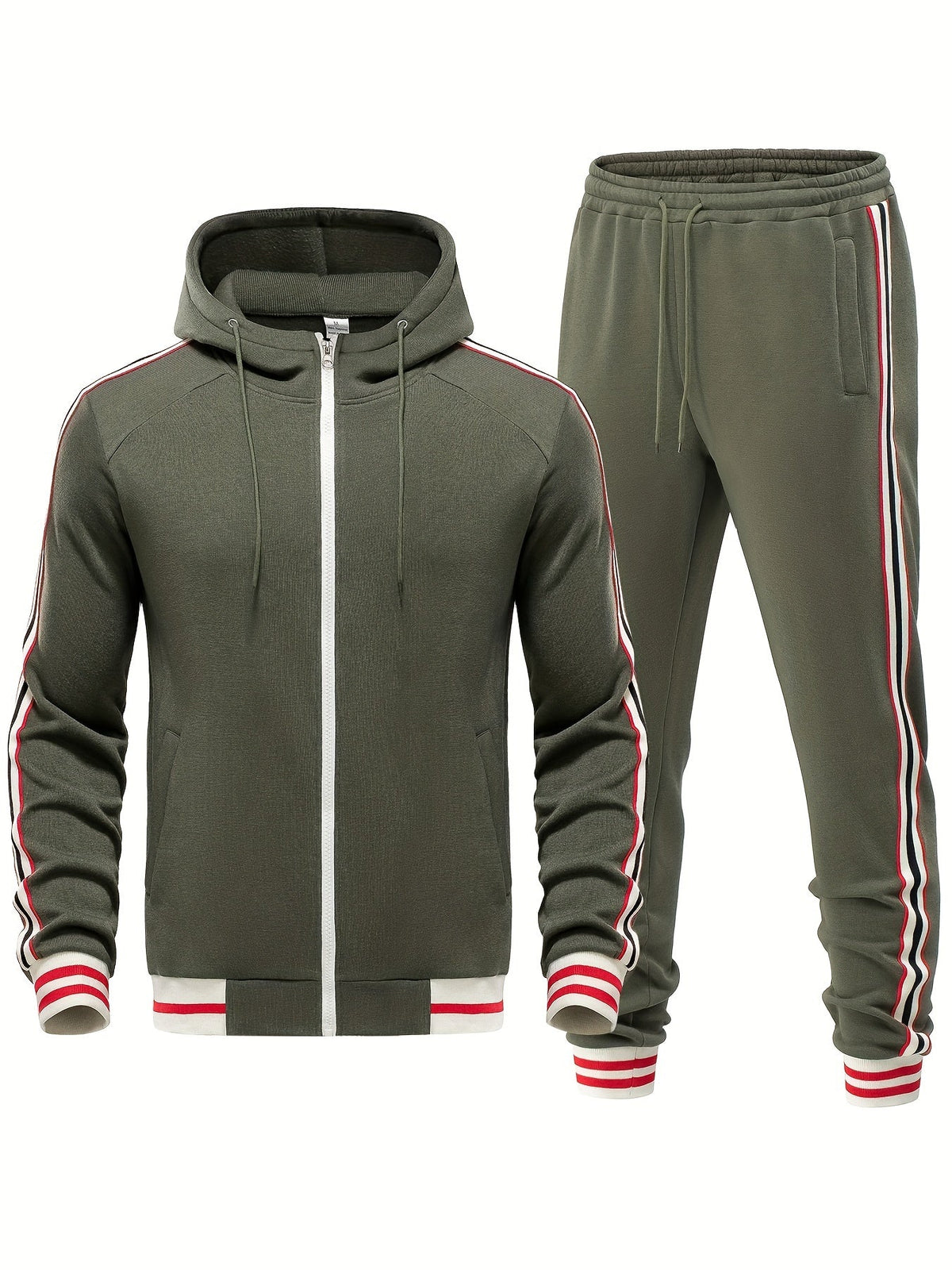 Men’s Zip Up Hoodie and Jogger Pants 2 Piece Tracksuit Set