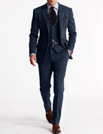 Men’s Tailored Slim Fit Tweed 3-Piece Suit Set