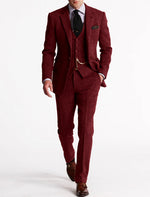 Men’s Tailored Slim Fit Tweed 3-Piece Suit Set