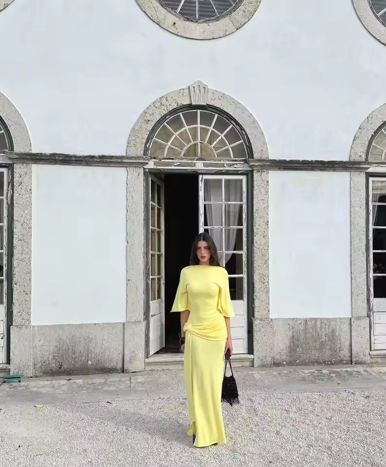 Women’s Cape Sleeve Maxi Wedding Guest Dress