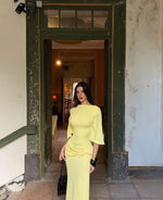 Women’s Cape Sleeve Maxi Wedding Guest Dress