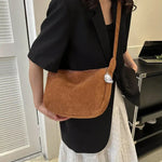 Women’s Casual Shoulder Bag with Ribbed Fabric