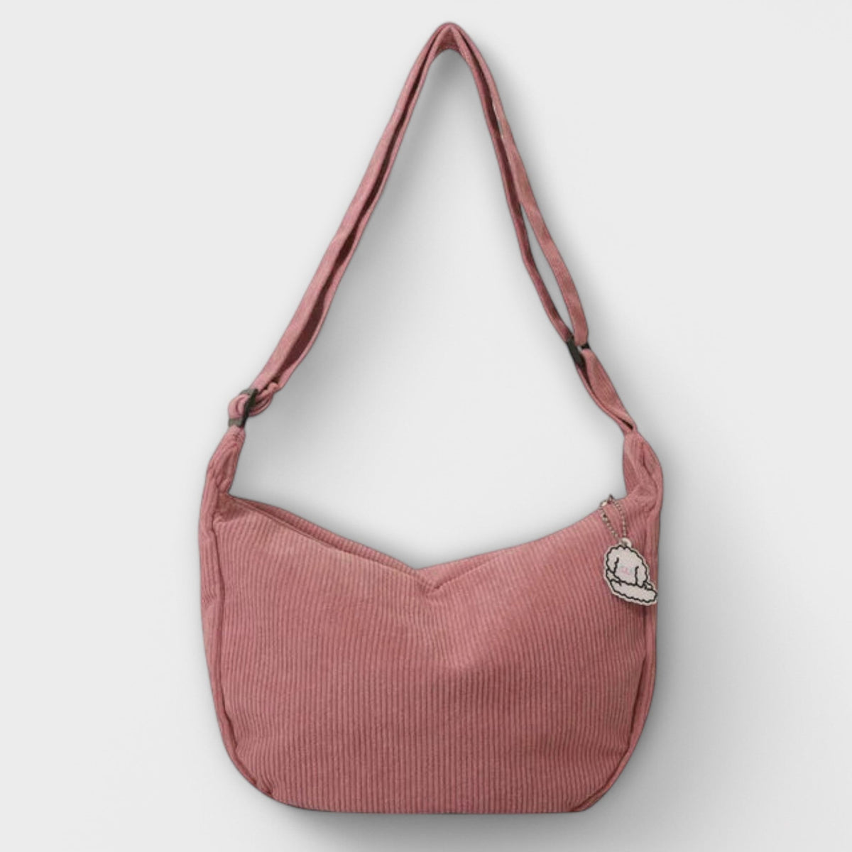 Women’s Casual Shoulder Bag with Ribbed Fabric