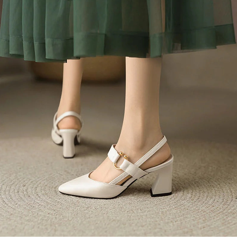 Women’s Closed-Toe Block Heel Slingback Shoes