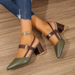 Women’s Closed-Toe Slingback Block Heel Shoes