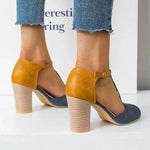 Women’s Closed-Toe T-Strap Block Heel Shoes