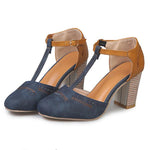 Women’s Closed-Toe T-Strap Block Heel Shoes
