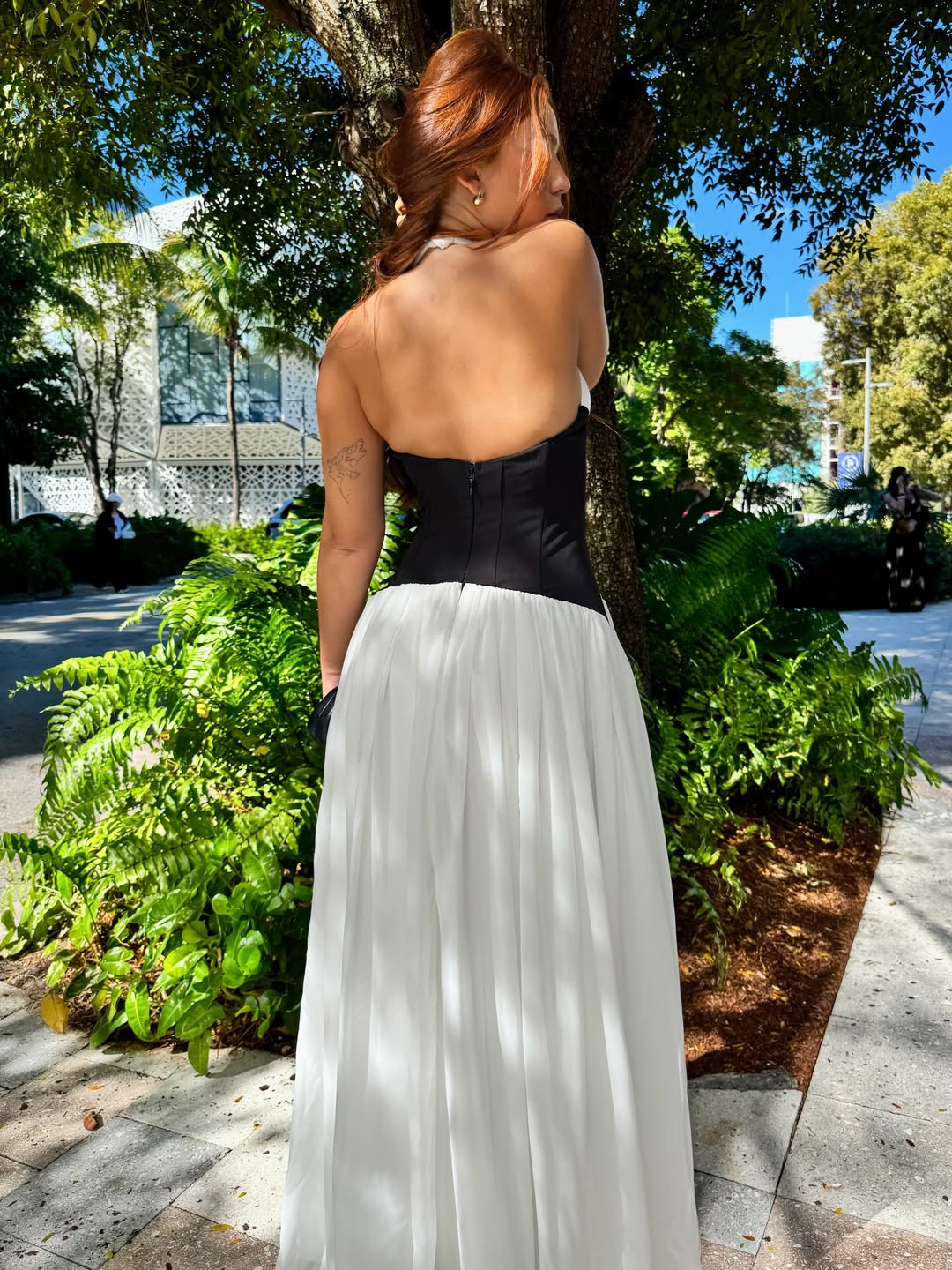 Women’s Contrast Panel Halter Maxi Wedding Guest Dress