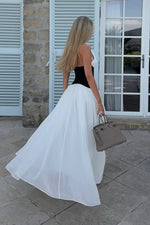 Women’s Contrast Panel Halter Maxi Wedding Guest Dress