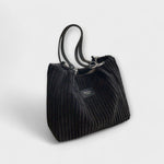 Women’s Corduroy Shoulder Bag with Ribbed Design