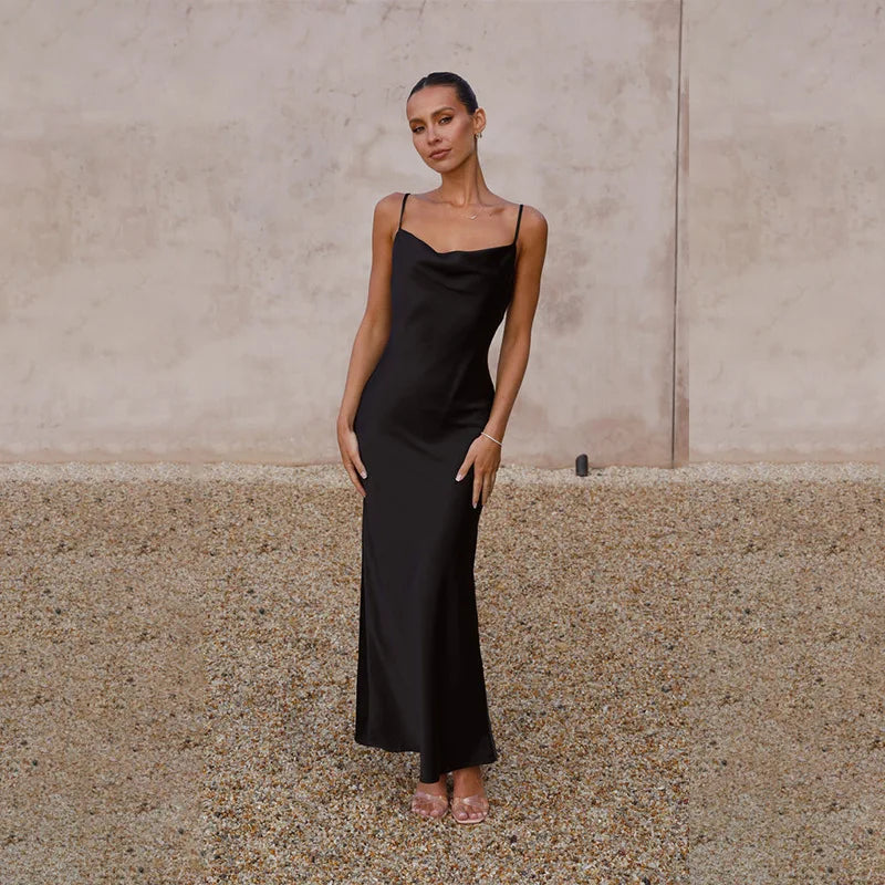 Women’s Cowl Neck Maxi Wedding Guest Dress