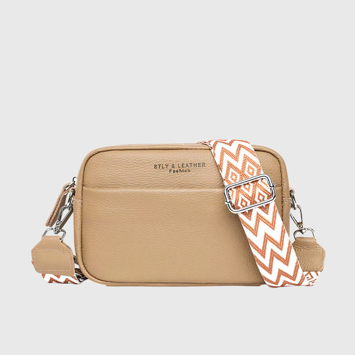 Women’s Crossbody Bag with Patterned Strap