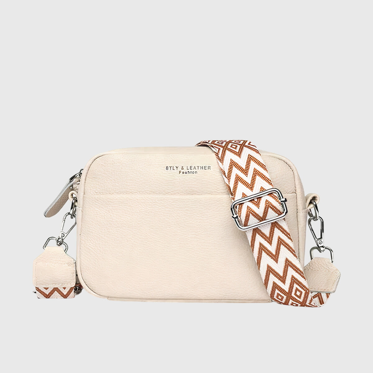 Women’s Crossbody Bag with Patterned Strap