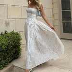 Women’s Floral Corset Midi Prom Dress