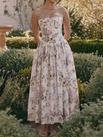 Women’s Floral Corset Midi Prom Dress