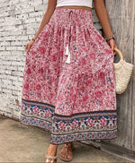 Women’s Floral Elastic Waist Maxi Skirt