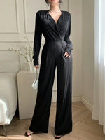 Women’s Glitter Wrap Wide Leg Jumpsuit