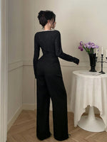 Women’s Glitter Wrap Wide Leg Jumpsuit