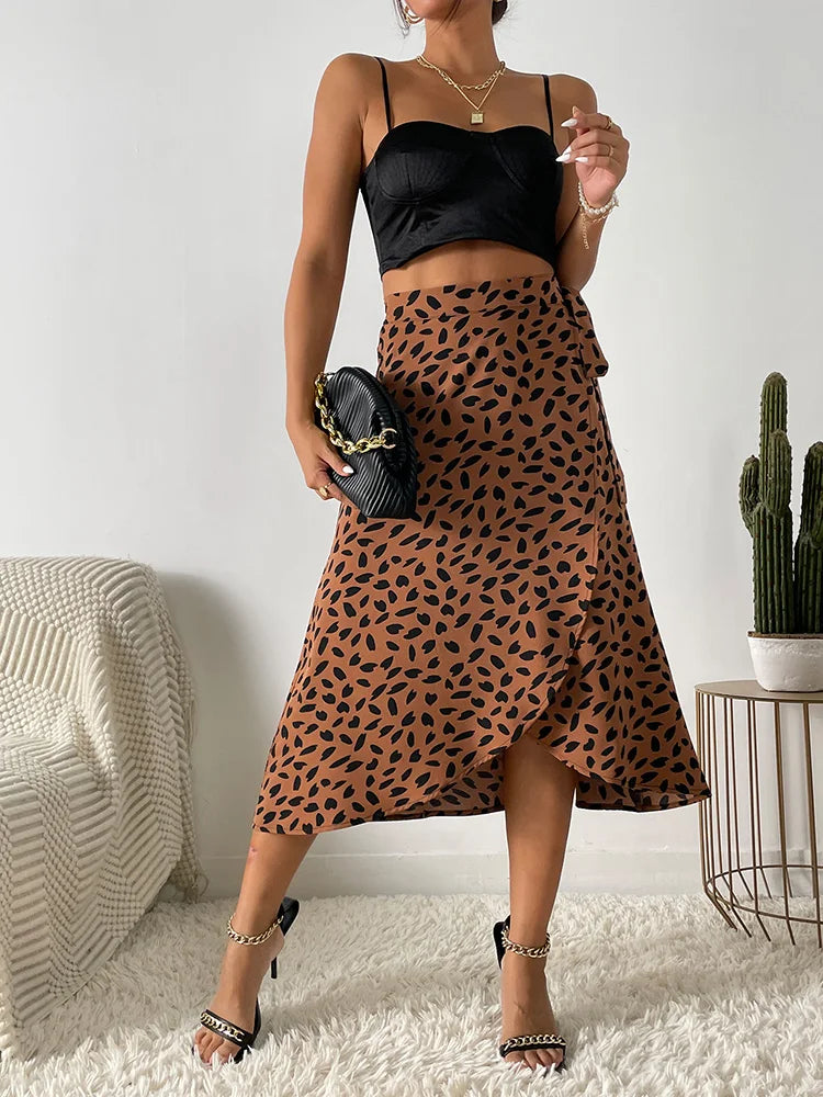 Women’s High Waisted Wrap Midi Skirt