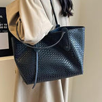 Women’s Large Shoulder Tote Bag with Woven Texture