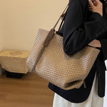 Women’s Large Shoulder Tote Bag with Woven Texture