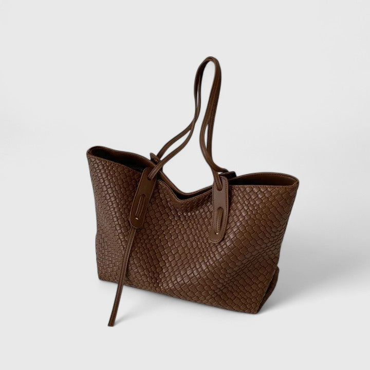 Women’s Large Shoulder Tote Bag with Woven Texture
