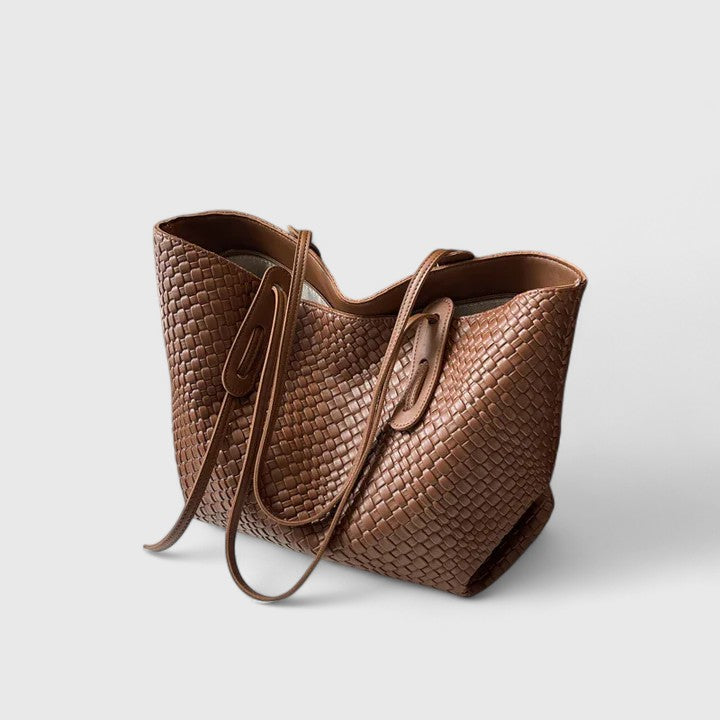 Women’s Large Shoulder Tote Bag with Woven Texture