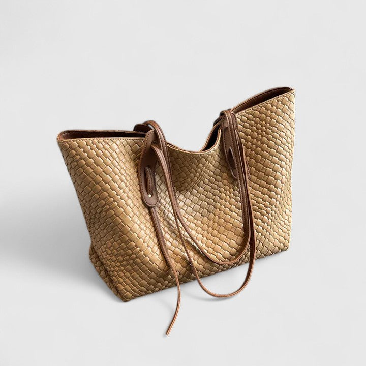 Women’s Large Shoulder Tote Bag with Woven Texture