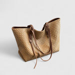 Women’s Large Shoulder Tote Bag with Woven Texture