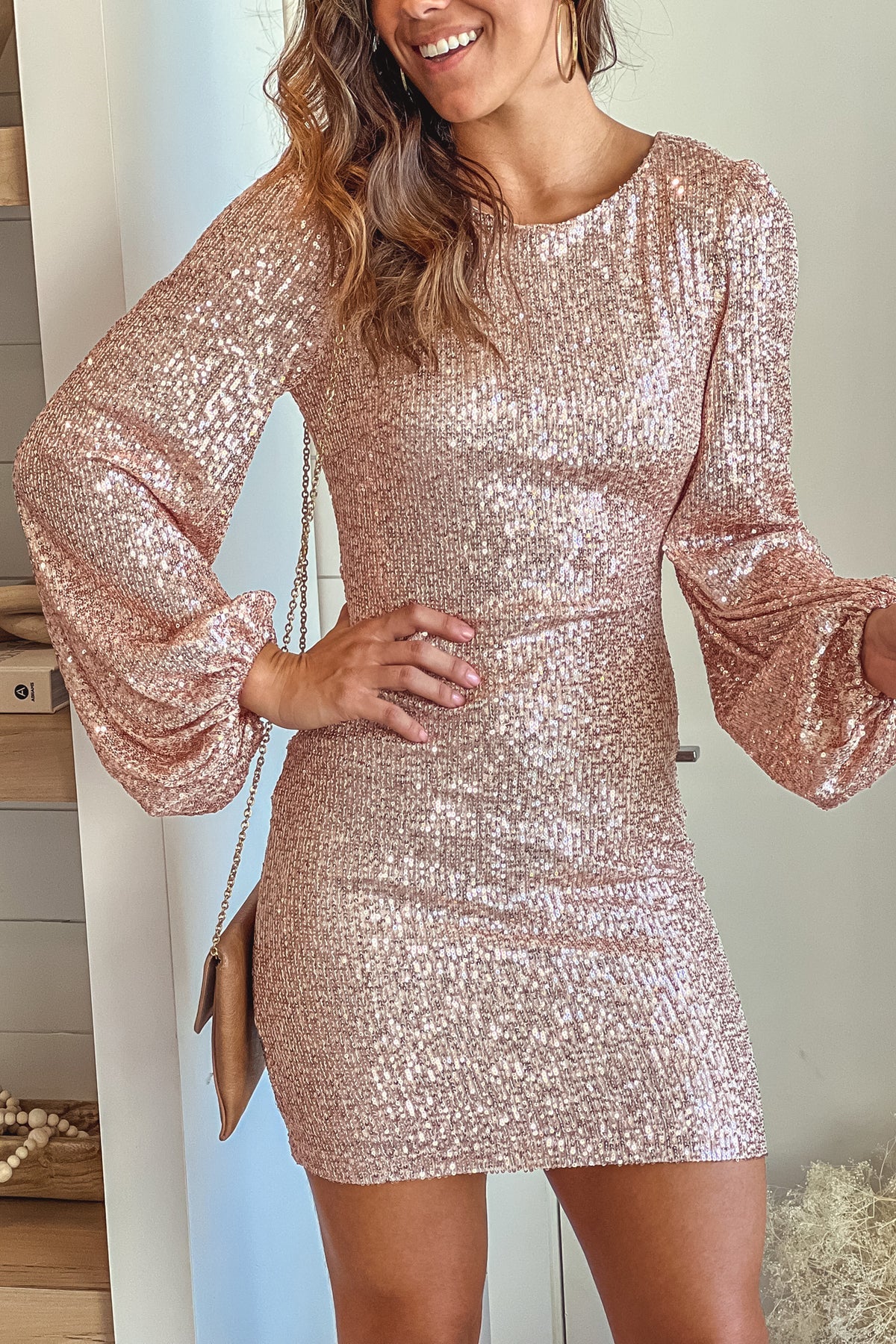 Women’s Long Sleeve Sequin Mini Cocktail Dress